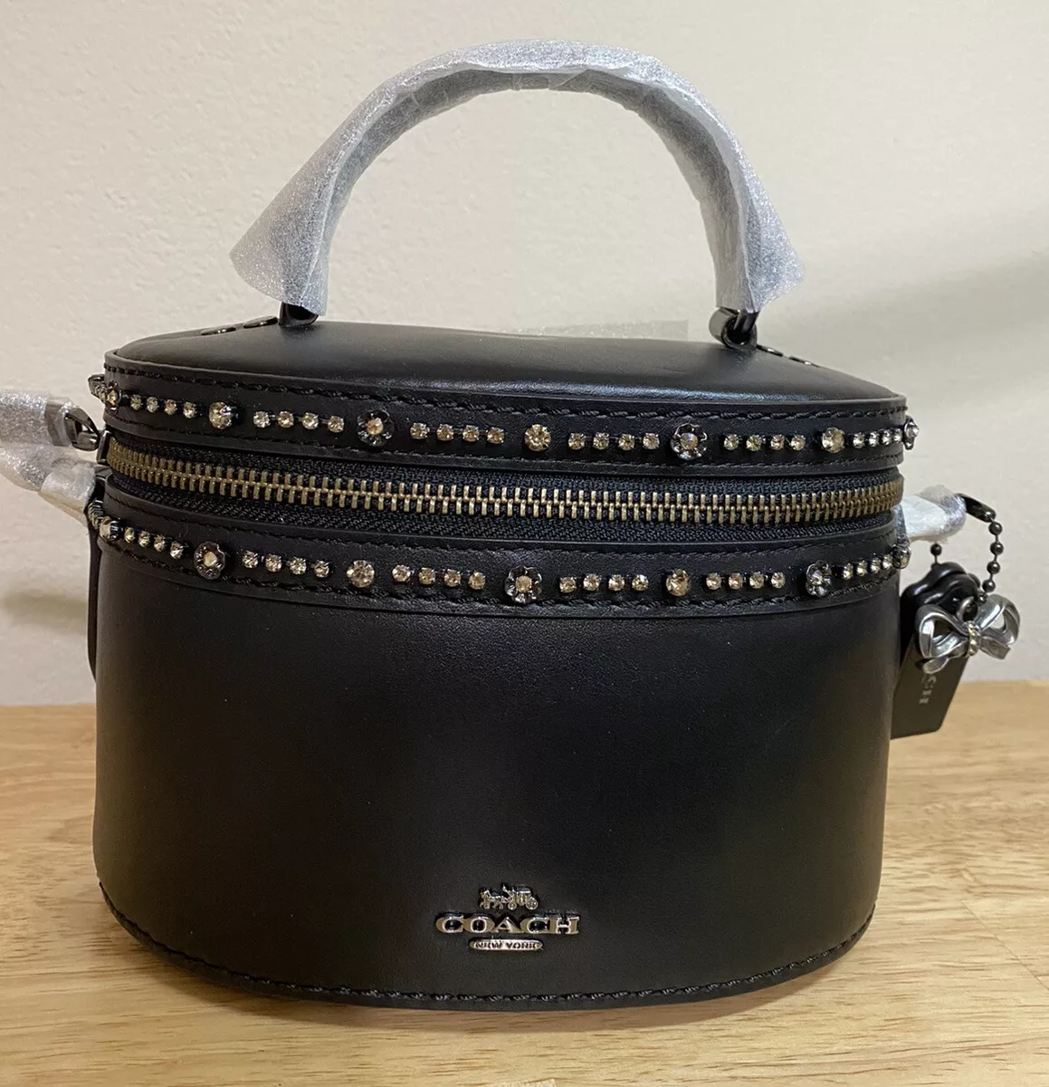 Coach x Selena Gomez Trail Bag with Crystal Embellishment 39292  Black/Gunmetal