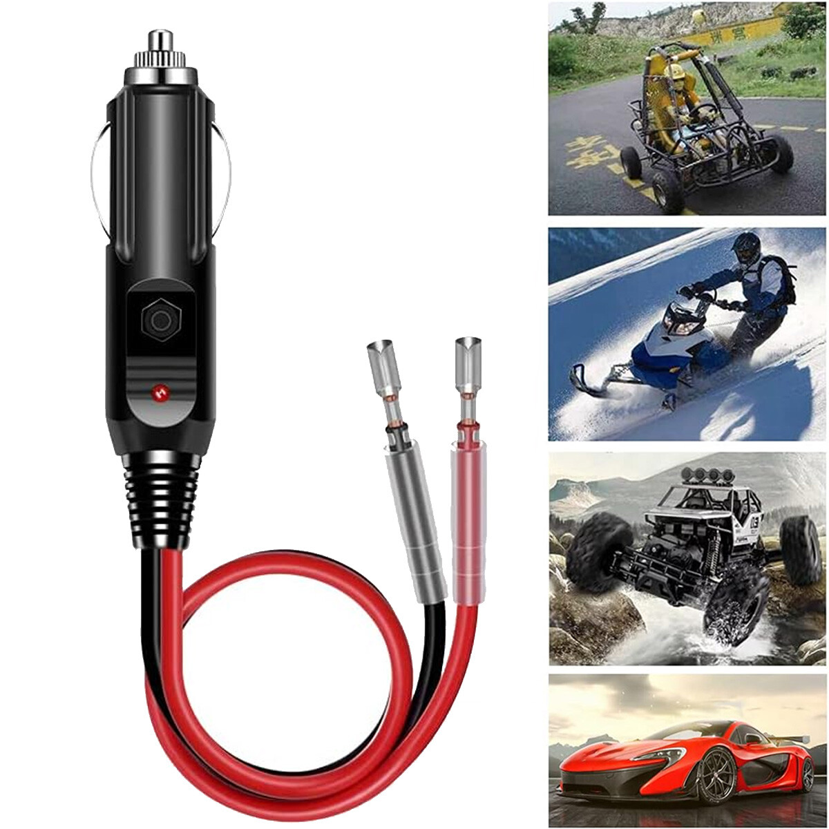 2/4PCS 12V-24V Fused LED Light Cigarette Lighter Male Plug Replacement w/ Leads