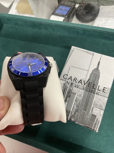 Orologio Uomo Lge Caravelle Made By Bulova In New York, Cinturino Silicone Nero 45A113 - Foto 4 di 7