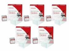 AmScope 5-Pack of 72 Blank Microscope Slides +5 x 100 22x22mm Square Coverslips