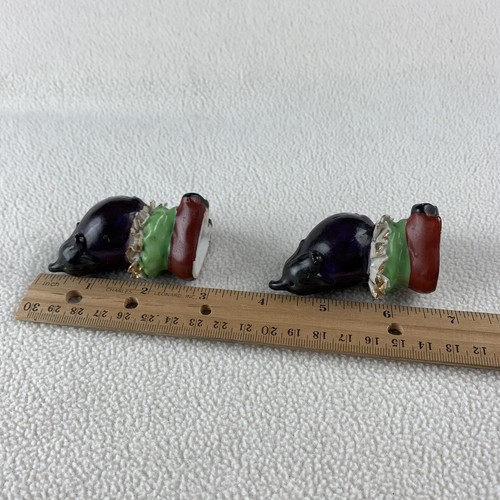Vintage Anthropomorphic Vegetable Salt & Pepper Shakers Eggplant Kitsch - Picture 6 of 7