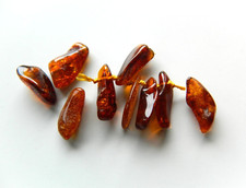 Amber, Honey Baltic Sea Stick Nuggets,  16-19mm x 6-8mm Approx, Bag Of 9 Beads