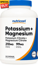 Potassium 99 mg Magnesium 210 mg Citrates, 240 Capsules - Non-GMO, Gluten Fr