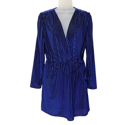 blue dress for baby girl Glitter Velvet Ruffle Wrap Midi Dress in Blue main image 1