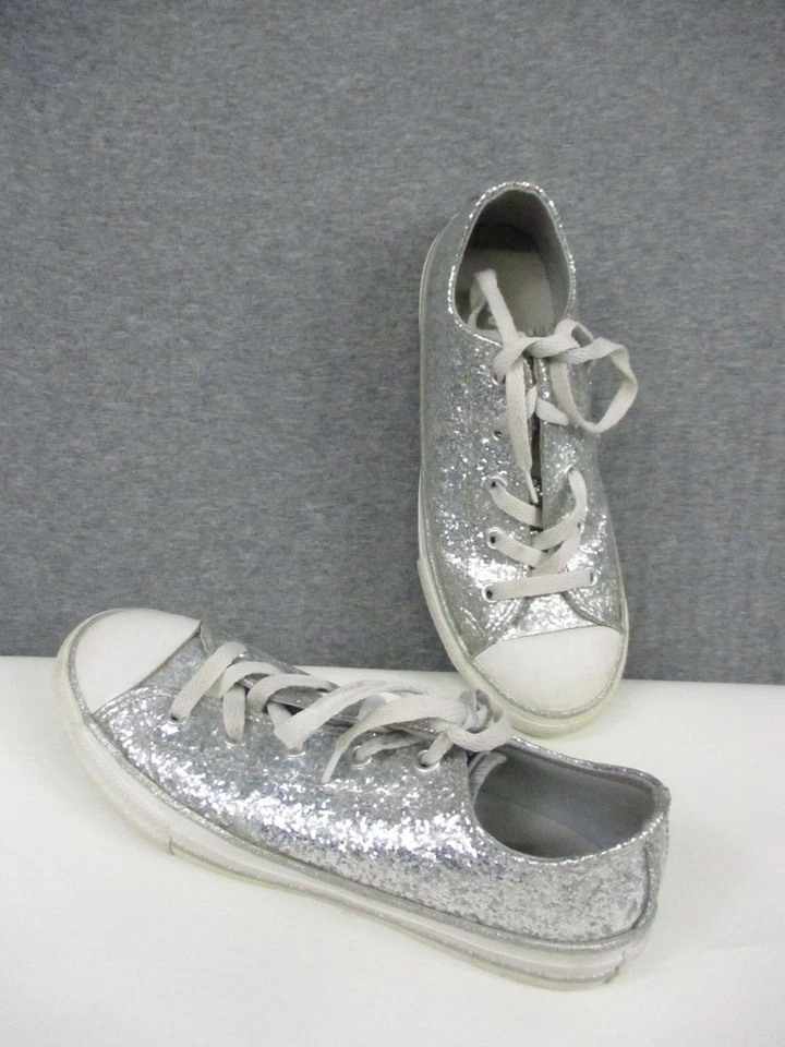 Converse Zapatos Juveniles 3 Chuck Taylor All Star Brillo Tenis Gris Bajo 365788C Foto 2 de 4