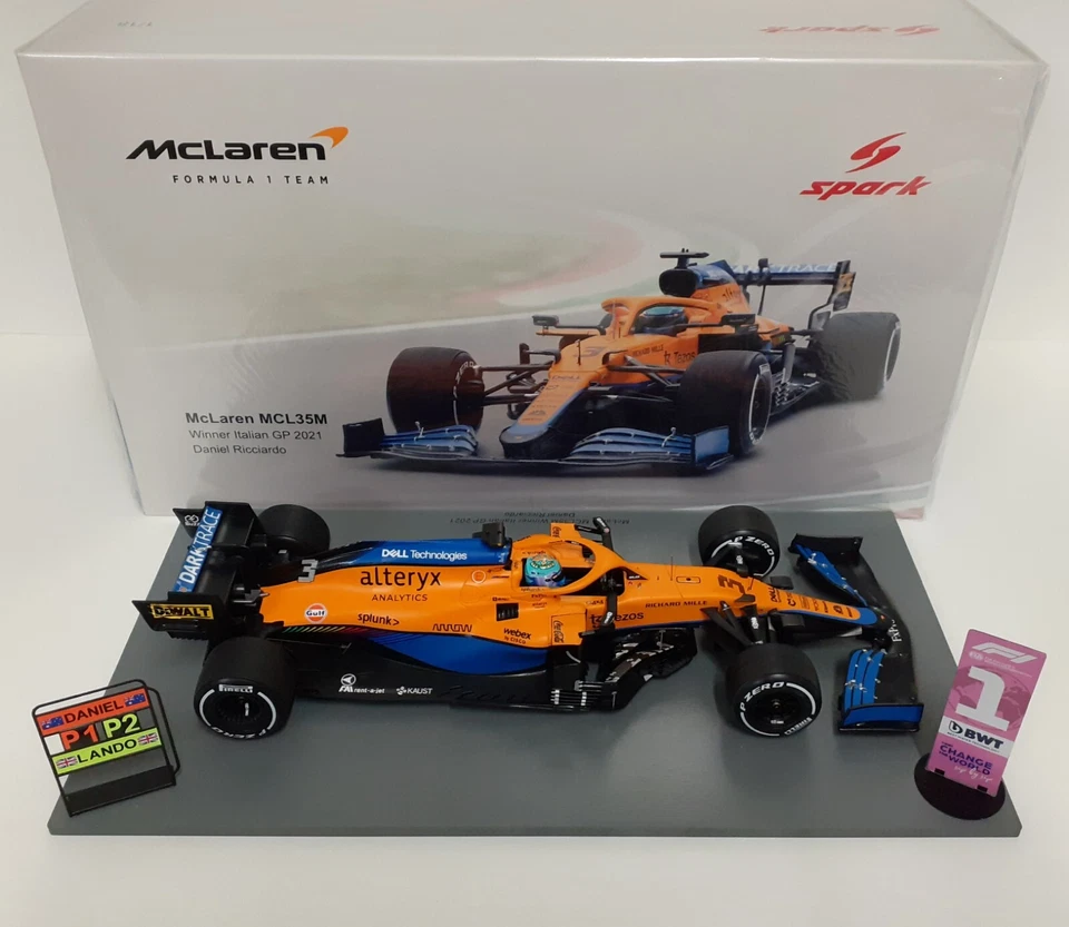 SPARK 1:18 MODELLINO AUTO DIE CAST F1 MCLAREN MERCEDES RICCIARDO GP ITALIA 2021 - Immagine 4 di 4