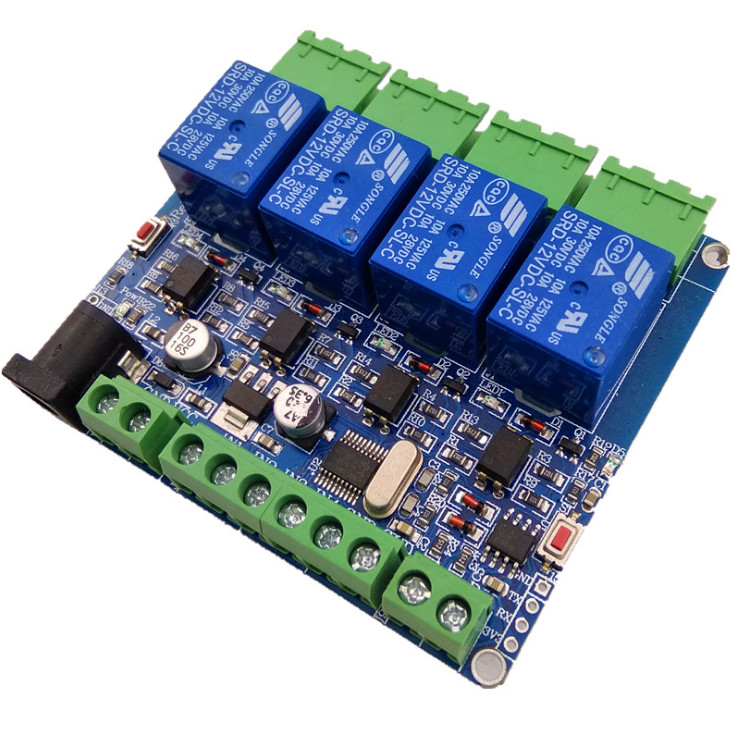 Modbus RTU 4-way relay module 12V 4-way switch input optocoupler isolation RS485