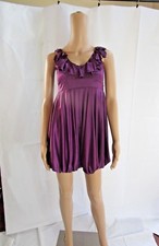 SUBMARINE Purple Sleeveless Ruffle Neckline Bubble Dress Size 14