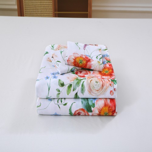 Lightweight Soft & Cozy Breathable Exquisite Flower Printed 4 PCS Bed Sheets Set - Picture 20 of 51