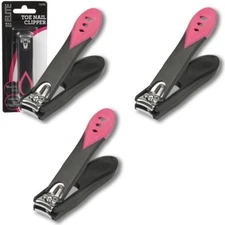 3 Elite Nail Tools Professional Quality Toe Nail Clipper With Non-Slip Grip