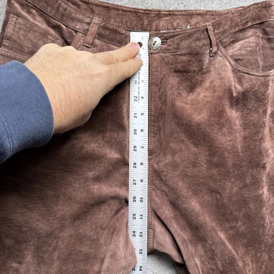 Pantalones de Cuero Chicos 2 Medianos Marrón Gamuza 32x28 Bohemio Vaquera Occidental Foto 4 de 4