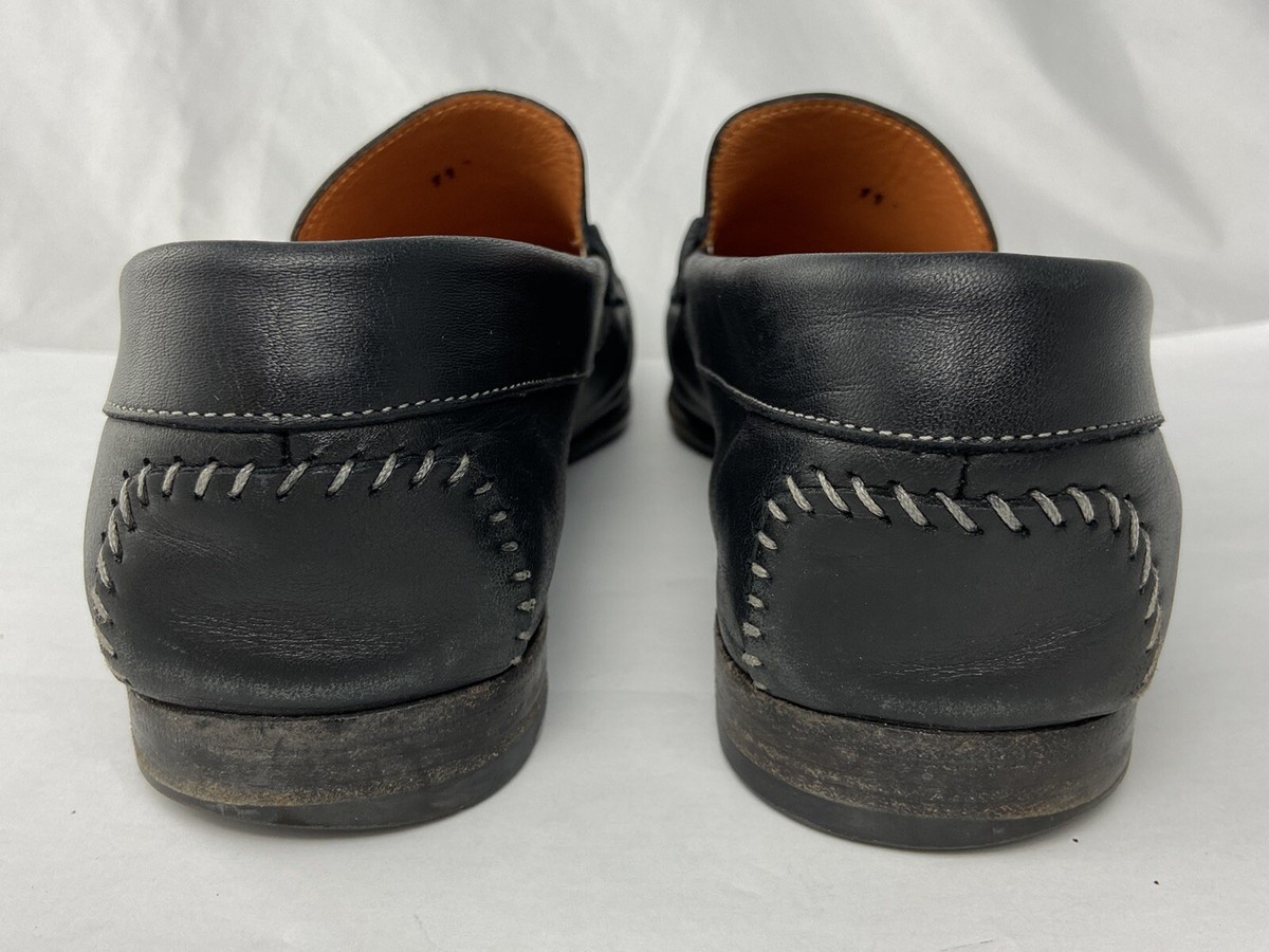 Santoni Black Suede Leather Moc Loafer Horsebit Driving Shoe 9 Santoni SANTONI Horse Bit Loafer Moccasin Black Leather 9 D  main image 2