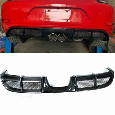 Real Carbon Fiber Rear Bumper Diffuser For Porsche 718 Boxster Cayman 2016-2019