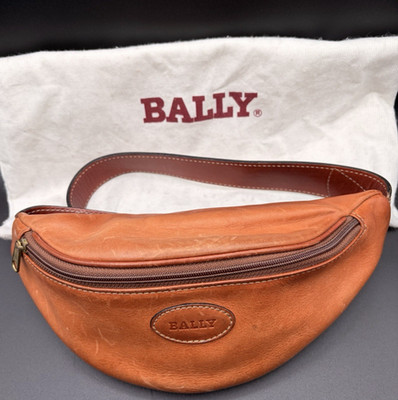 Vintage Bally Leather Belt Bag Fanny Pack Cognac Brown Luxury Waist Bag - CLEAN