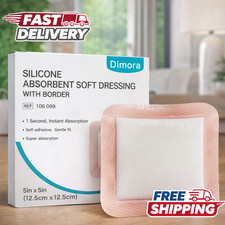 Dimora 5x5 Silicone Super Absorbent Wound Dressing Pads 10 Ct