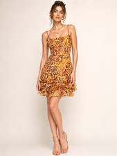 Bardot Animal Print Ruffle Hem Dress in Leopard US 6 NWOT Designer 175