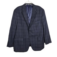 Pronto Uomo Platinum Blazer 48 R 100 Wool Plaid Blue Suit Jacket Sport Coat