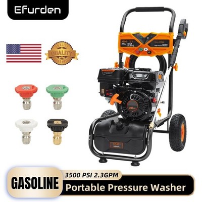 Efurden Gas Powered Pressure Washer 3500 PSI 2.3 GPM 209cc 4 Quick Nozzles