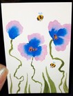 ACEO Original blue and pink poppy Acrylic painting.