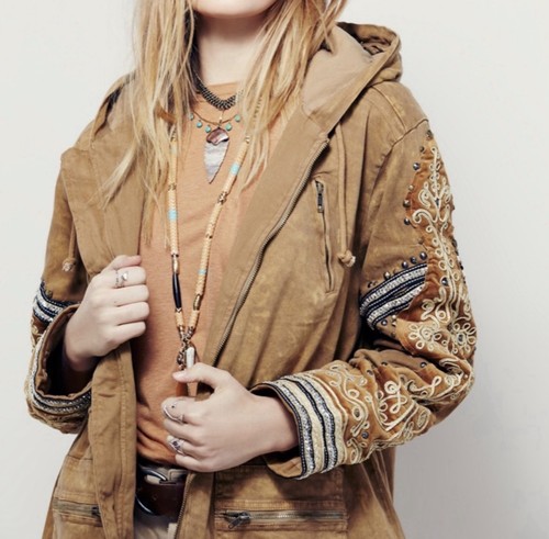 Free People Golden Quills Military Parka size XS