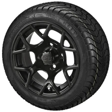 (4) Golf Cart 215/40-12 LSI Elite Low Pro Tires on 12x7 Matte Black Ninja Wheels