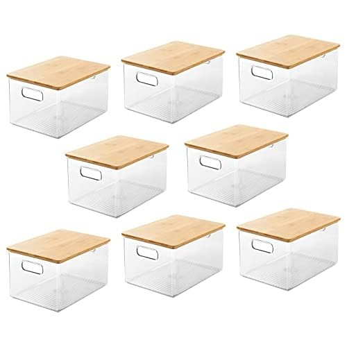 MetroDecor mDesign Plastic Kitchen Storage Box with Bamboo Lid Built-In 19890₽