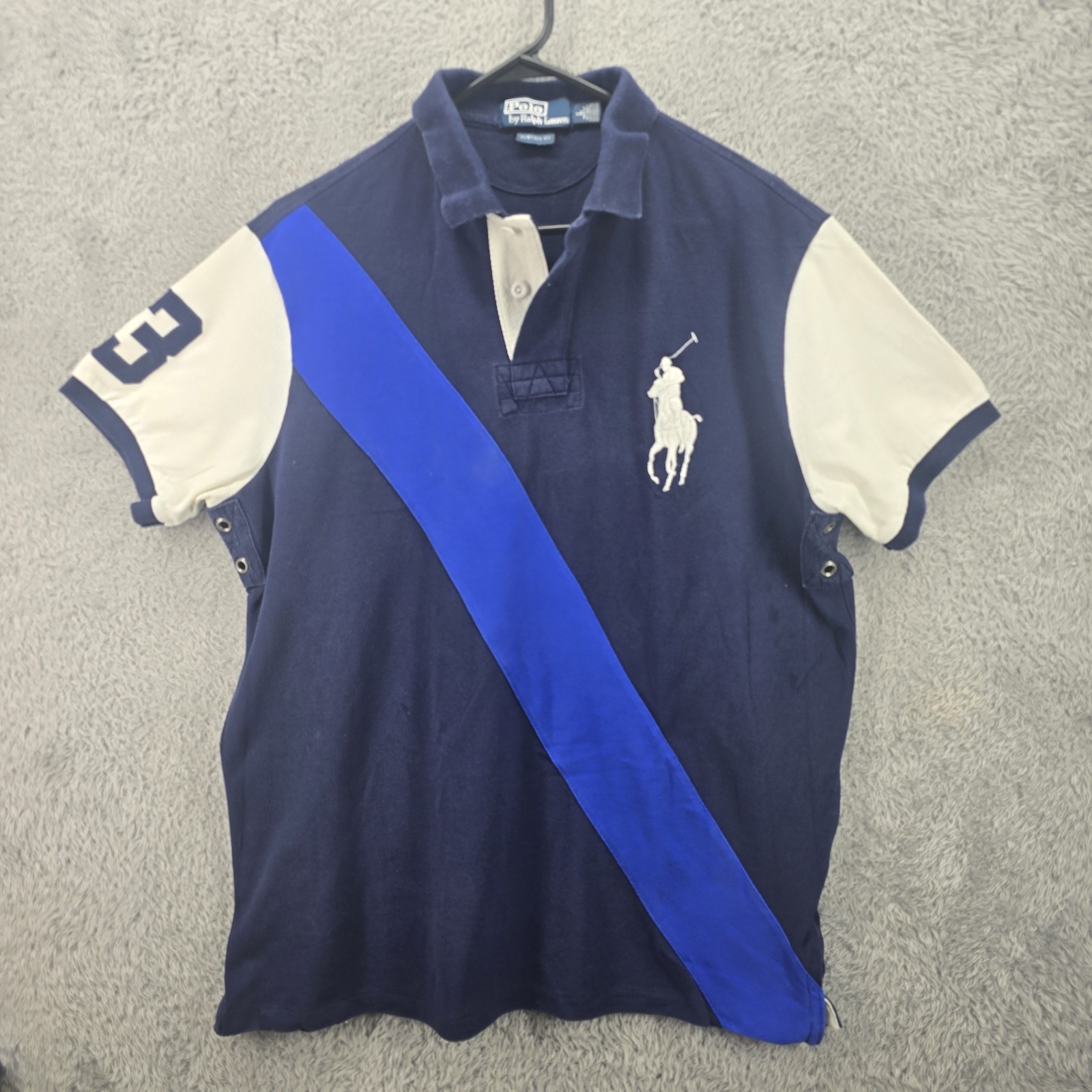 Polo Ralph Lauren camicia uomo grande blocco colore blu vestibilità personalizzata big pony polo