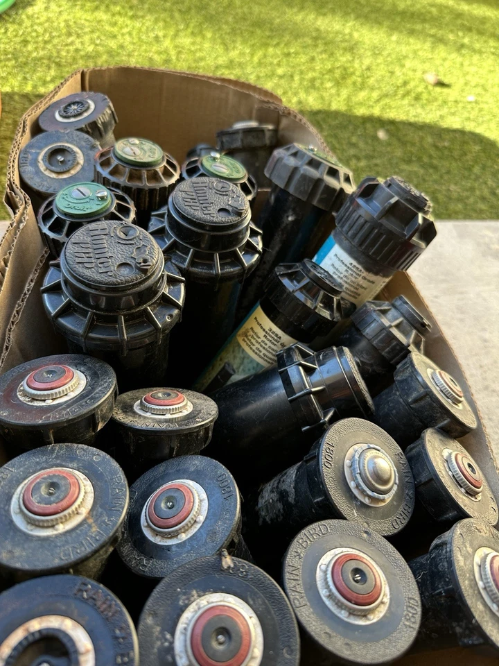 Lot of 25 Rain Bird Hunter Orbit Sprinkler Heads – 21 Working 4 Damaged - Image 2 of 4