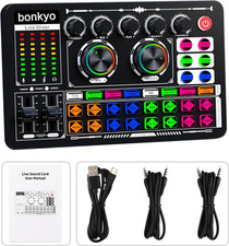 Professional Audio Mixer, F999 Live Sound Card with Dj Mixer for Streaming/Podca