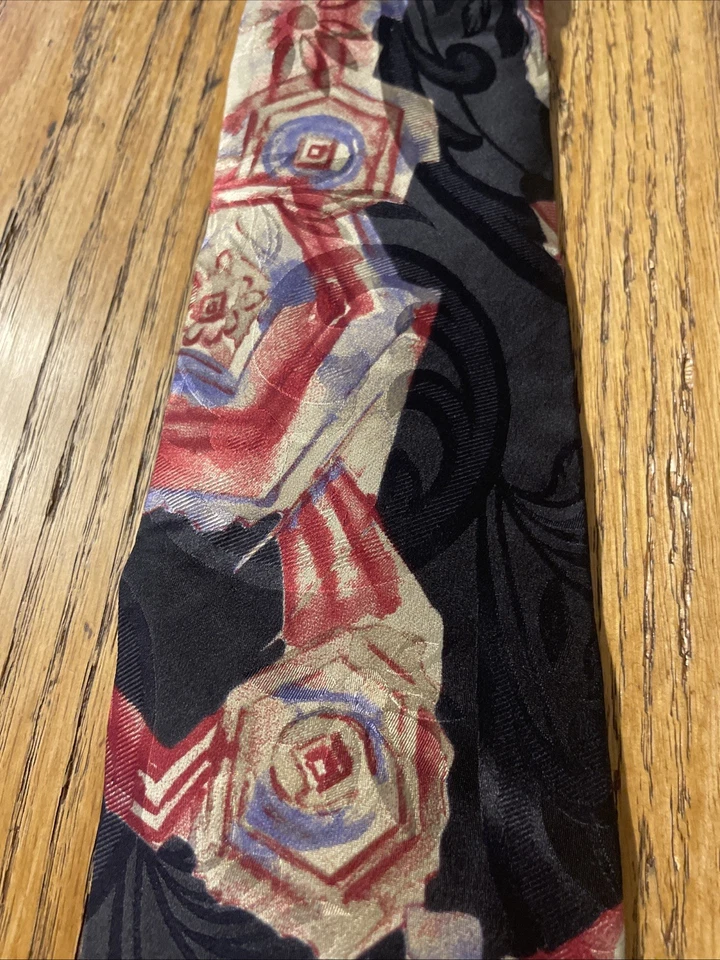 Винтажный мужской галстук Boston Traders б/у в отличном состоянии абстрактный цветочный галстук США - Изображение 3 из 4