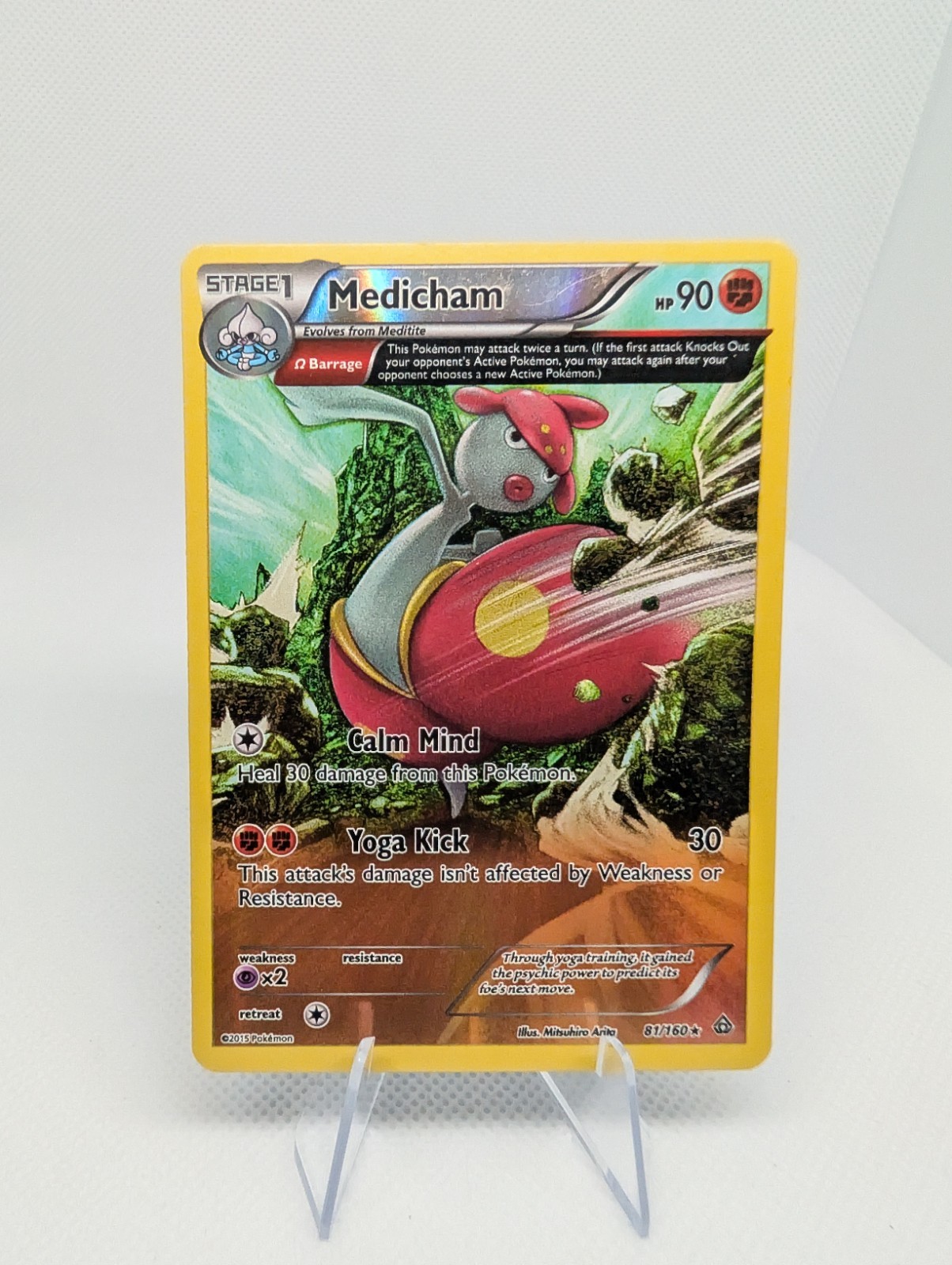 Medicham - 81/160 - Pokemon Primal Clash XY Reverse Holo Rare TCG Card - LP