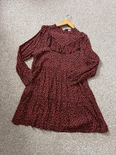 Zara Woman Ruffled Black Red Animal Print Long Sleeve Women's  Dress size 12-14