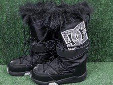 DC Shoes Chalet LE Moon Boots Womens M US 6.5-7.5 Black Faux Fur Snow Boots Y2K