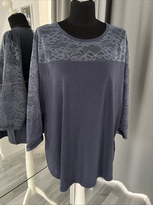 Blaues Shirt mit Spitze TCM Essentials Größe 48/50 weich & feminin
