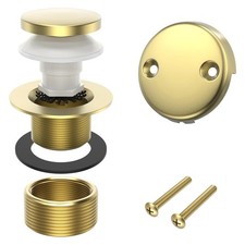 Homeslea Brushed Gold Tub Drain, Brass Bathtub Drain Kit with Hair Catcher, Tip-
