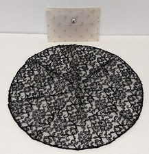Vtg. Round Black Lace Mantilla Catholic Church Head Cap Veil With Plastic Pouch