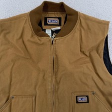 Big Smith Work Vest Mens 2XL Brown Canvas Quilted Lined Outdoor Utility Pockets