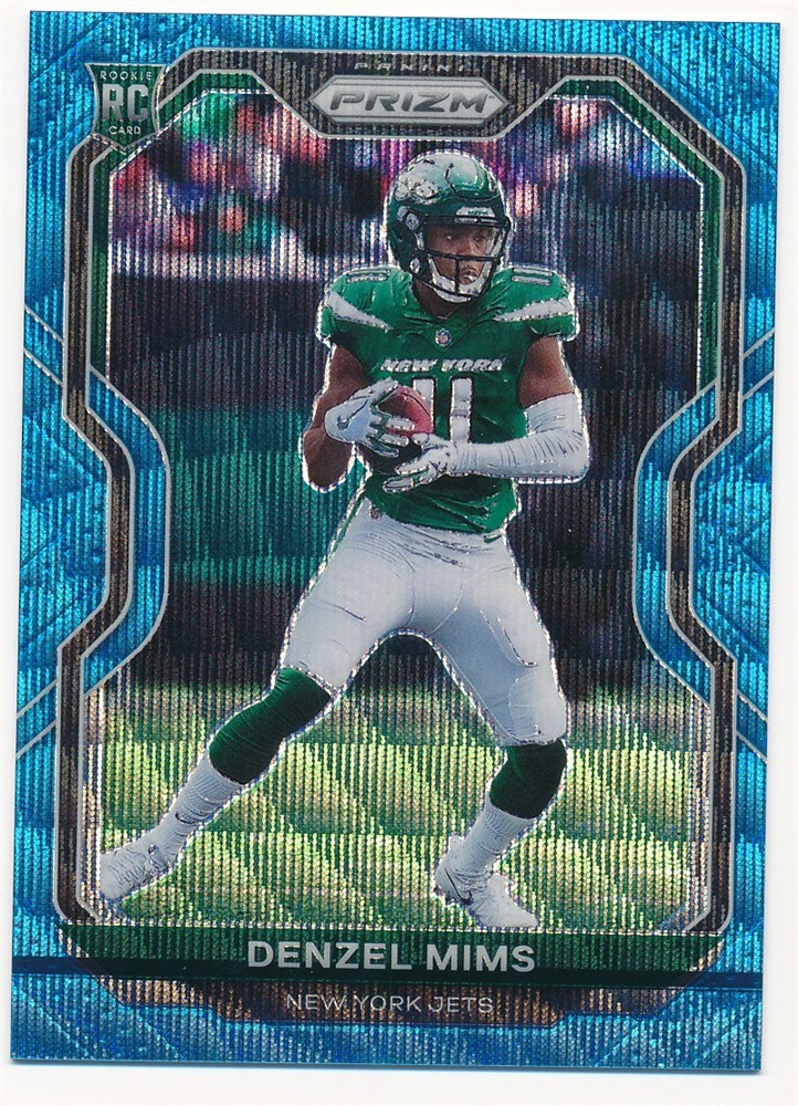 DENZEL MIMS 2020 PANINI PRIZM LIGHT BLUE WAVE #355 SP NEW YORK JETS #186/199