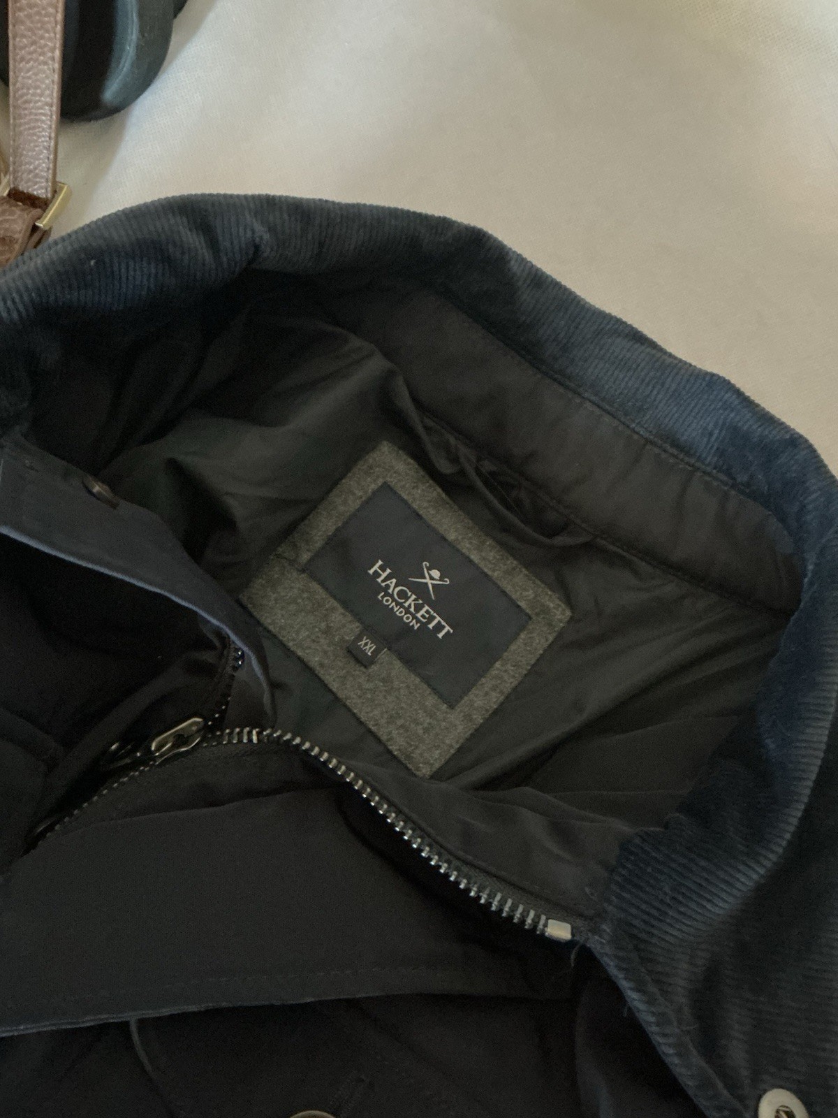 Mens Hackett London Navy Quilted Winter Jacket Full Zip Trendy Fashion Size XXL image 2