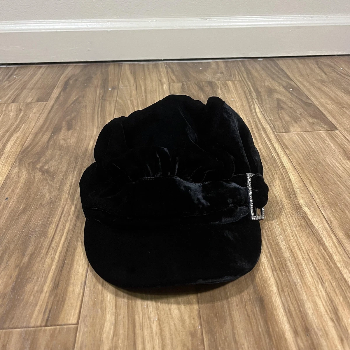 LELE SADOUGHI Black Velvet Pearl Newspaper Boy Newsboy Hat Fido | Black Velvet Newsboy Cap | In stock! | Fawler main image 3
