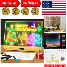 LED Note Board with Colors, Rechargeable 17-Inch Doodle Glow 9-Mode Light Up ...