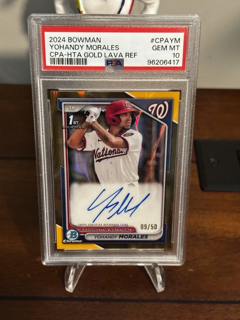 2024 Yohandy Morales 1st Bowman Chrome Auto Gold Lava /50 PSA 10 Gem Nationals