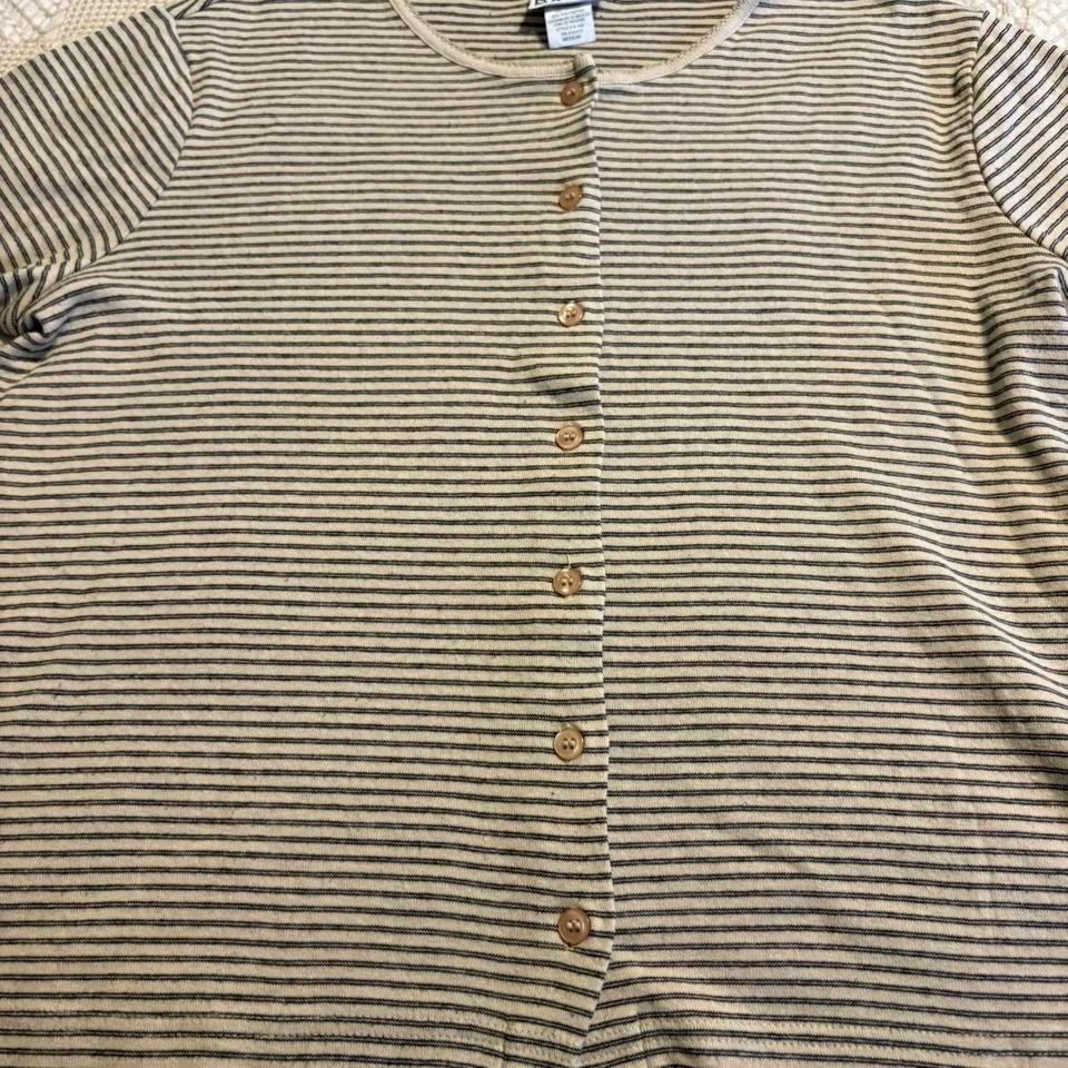 Vintage Basic Editions Brown Striped button up top - image 2