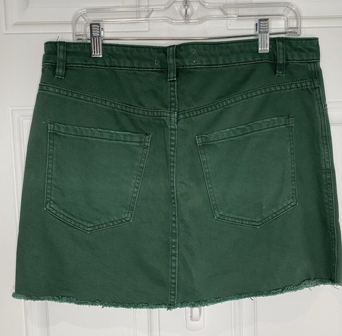 We The Free Mini Skirt Size 30 Green Zip It Up Distressed Raw Hem - Picture 3 of 6