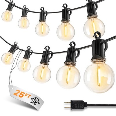 SmartDawn 25FT 13 LED G40 Outdoor String Lights Black