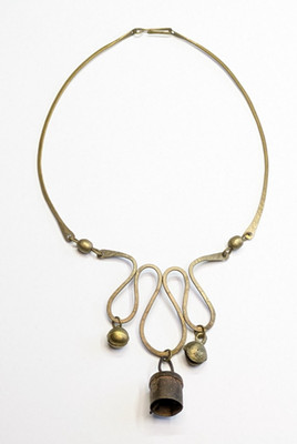 VTG Brutalist Brass Metal 18'' Collar Statement Necklace Artisan Made Artsy