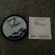 ERIK CERNAK SIGNED Reverse Retro Puck TAMPA BAY LIGHTNING +JSA COA