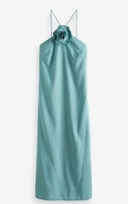 Next- Woman’s Stunning Long Blue Corsage Dress Size 20 BNWT With Side Split