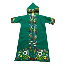 RARE Vintage 1970s Yarn Embroidered Baby Sleep Sack Green Approx. Size 3-6 Mos.