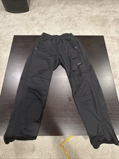 Nike Dri Fit Track Black Pants Ankle Zip Pockets Drawstrings Men Medium